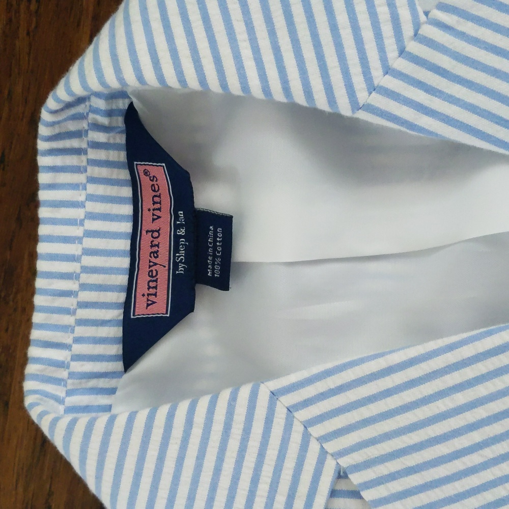 Vineyard Vines Boys Seersucker Blue White Striped Blazer - NEW - Bayside Blue